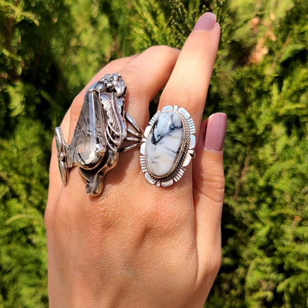 White Buffalo turquoise ring